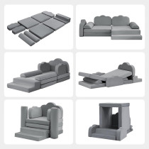 Custom Gray Modular Kids Sofa Set for Playroom and Bedroom Perfect Holiday Gift