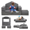 Custom Grey Modular Kids Sofa with Ball Pit Set in Playhouse Design for Playroom