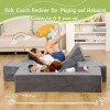 Custom Grey Modular Kids Sofa with Ball Pit Set in Playhouse Design for Playroom