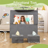 Custom Grey Modular Kids Sofa with Ball Pit Set in Playhouse Design for Playroom