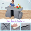 Customized Grey 7 Piece Minimalist Modular Children Couch Set for Playroom