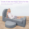 Customized Grey 7 Piece Minimalist Modular Children Couch Set for Playroom