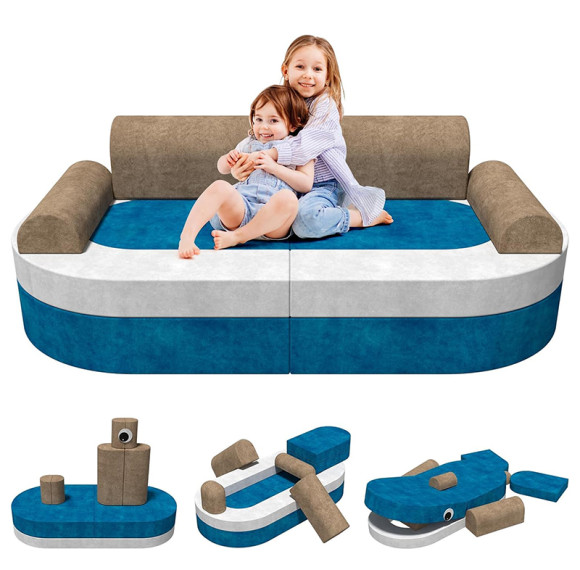 Customized Ocean Blue Ship Theme Modular Children Couch Set for Playroom