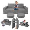 Customized Grey Modular Children Couch Set for Playroom and Bedroom Comfort