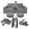 Customized Grey Modular Children Couch Set for Playroom and Bedroom Comfort