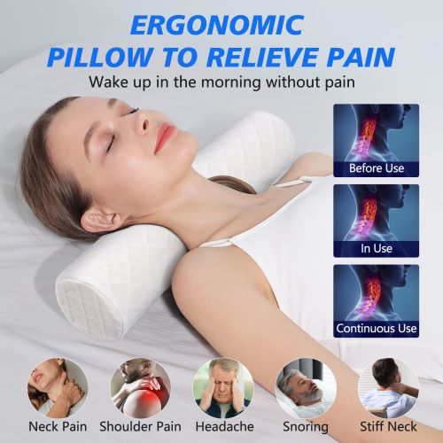 Custom Cervical Pillow Memory Foam Neck Bolster 3.1in Medium Soft Sleep Yoga