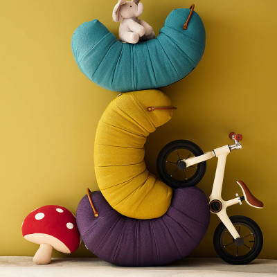 Custom Factory Caterpillar Shape Moon Chair Rocking Horse Soft Stool for Kids Sensory Training