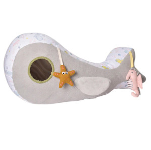 Custom Factory Whale Shaped Soft Play Seat for Kids with Hanging Toys for Interactive Fun
