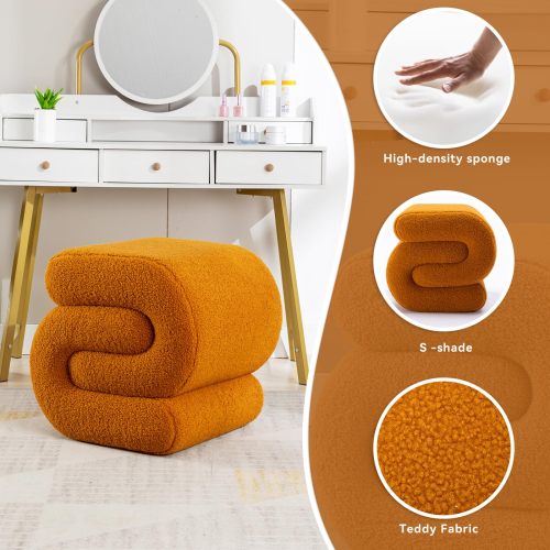 Custom Factory OEM Teddy Upholstered Pouf Stool Comfortable Ottoman for Kids and Home