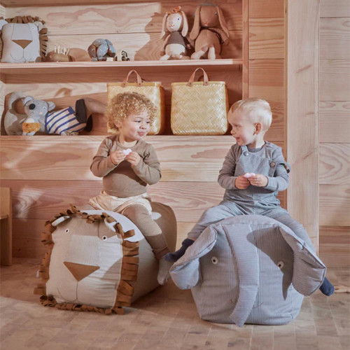 Custom Factory Lion Shaped Soft Pouf Ottoman Seat for Kids Room and Play Area