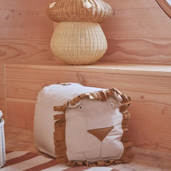 Custom Factory Lion Shaped Soft Pouf Ottoman Seat for Kids Room and Play Area