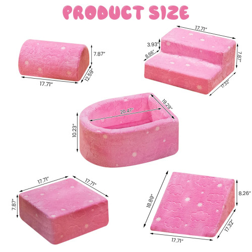 Crafted Manufacturer Pink Glow Velvet Ball Pit Set Soft Foam Play Pool for Toddlers