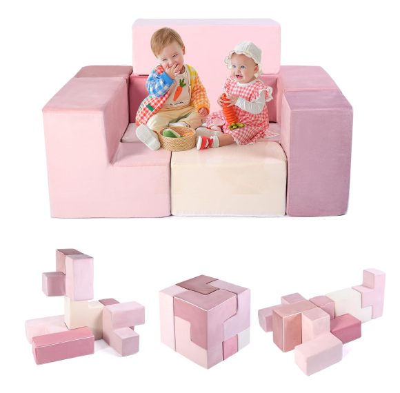 Specialized Workshop Modular Kids Play Sofa 7 PCS Pink Foam Couch for Soma Cube Play
