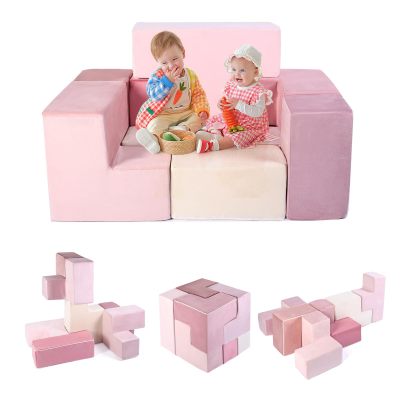 Specialized Workshop Modular Kids Play Sofa 7 PCS Pink Foam Couch for Soma Cube Play