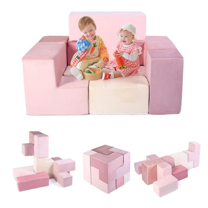 Specialized Workshop Modular Kids Play Sofa 7 PCS Pink Foam Couch for Soma Cube Play