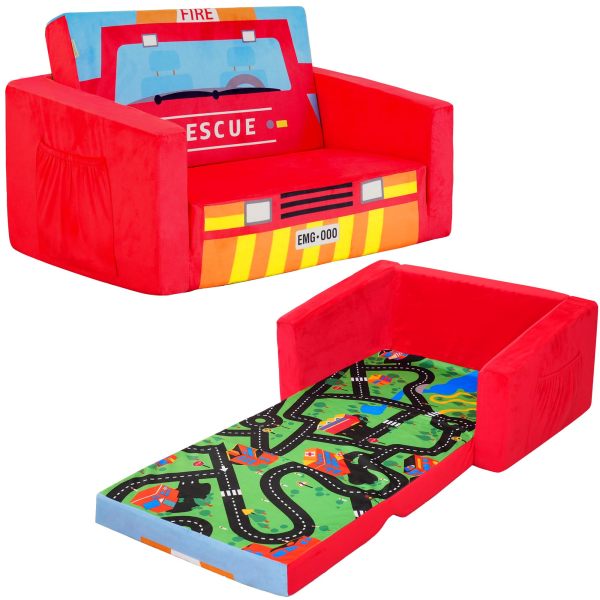 OEM ODM Supplier Car Shaped Folding Kids Sofa Soft Foam Couch for Playroom and Bedroom
