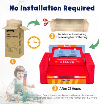 OEM ODM Supplier Car Shaped Folding Kids Sofa Soft Foam Couch for Playroom and Bedroom