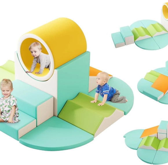 Specialized Workshop 11 PCS Soft Play Foam Climbing Blocks with Tunnel for Toddlers