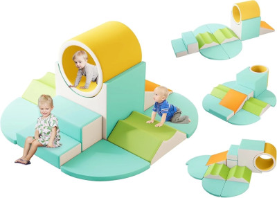 Specialized Workshop 11 PCS Soft Play Foam Climbing Blocks with Tunnel for Toddlers