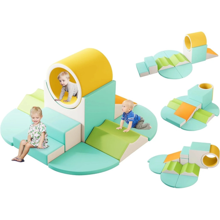 Specialized Workshop 11 PCS Soft Play Foam Climbing Blocks with Tunnel for Toddlers