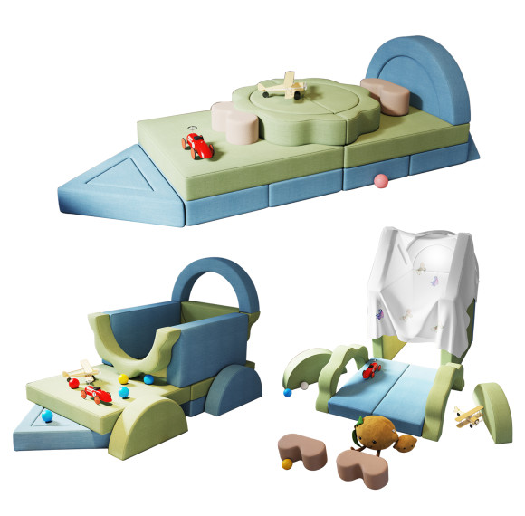 Custom Factory 18PCS Kids Soft Play Couch Modular Foam Sofa Convertible Building Fort for Living Room