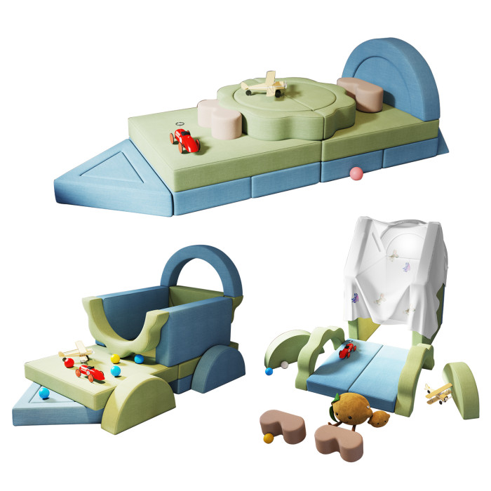 Custom Factory 18PCS Kids Soft Play Couch Modular Foam Sofa Convertible Building Fort for Living Room