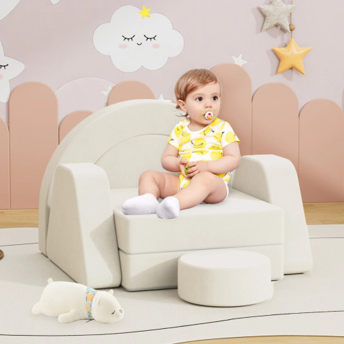 Custom Factory Grey Kids Single Sofa Modular Play Couch Foam Toy Sofa for Playroom and Bedroom