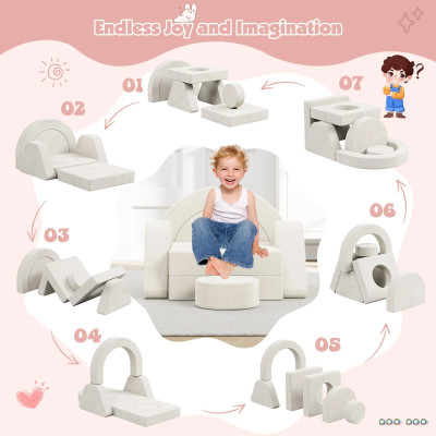 Custom Factory Grey Kids Single Sofa Modular Play Couch Foam Toy Sofa for Playroom and Bedroom
