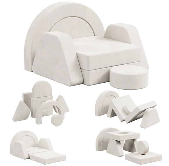 Custom Factory Grey Kids Single Sofa Modular Play Couch Foam Toy Sofa for Playroom and Bedroom