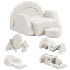Custom Factory Grey Kids Single Sofa Modular Play Couch Foam Toy Sofa for Playroom and Bedroom