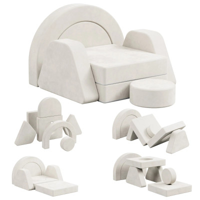 Custom Factory Grey Kids Single Sofa Modular Play Couch Foam Toy Sofa for Playroom and Bedroom