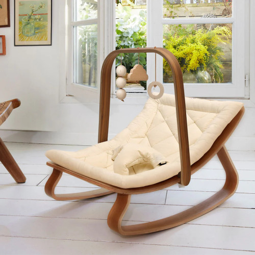 Modern Baby Rocker Chair – Washable Fabric Toddler Recliner Seat with Soft Foam Cushion