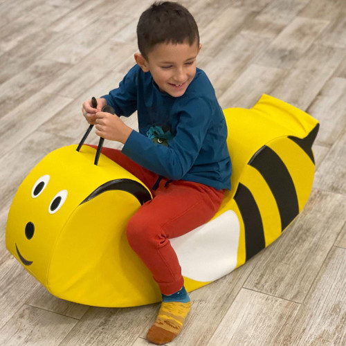 Custom Factory Bee Shape Kids Foam Rocking Horse Soft Seat for Indoor Play