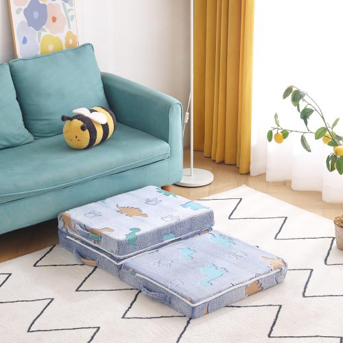 Kids Luminous Velvet Folding Sofa Bed Factory OEM Custom Soft Foam Couch for Playroom