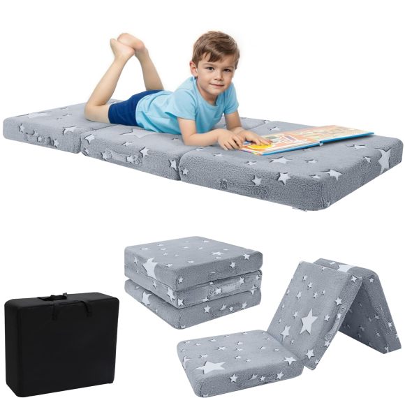 Glow Star Pattern Kids Foldable Floor Mattress Factory OEM Trifold Nap Mat for Toddlers and Daycare Use