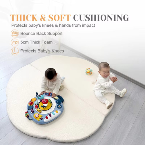 Round Foldable Cushion with Velvet Cover Factory OEM Soft Floor Mat for Kids Playroom and Home Use