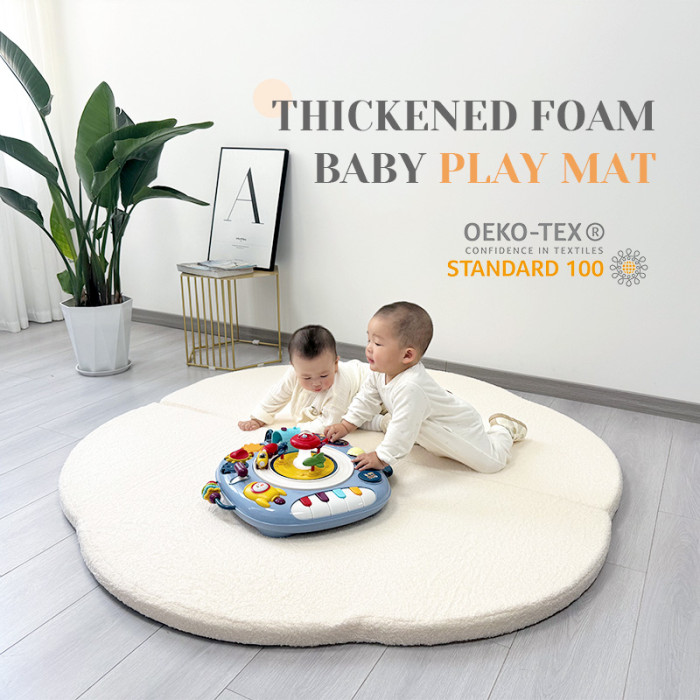 Round Foldable Cushion with Velvet Cover Factory OEM Soft Floor Mat for Kids Playroom and Home Use