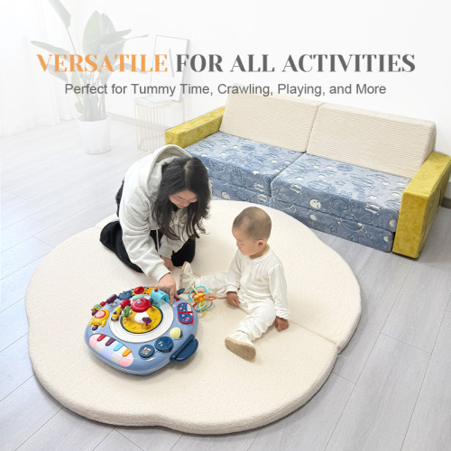 Round Foldable Cushion with Velvet Cover Factory OEM Soft Floor Mat for Kids Playroom and Home Use