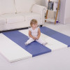 Custom Blue and White Leather Kids Foam Mat Factory OEM Soft Rectangular Rest Pad for Playroom and Nap Use