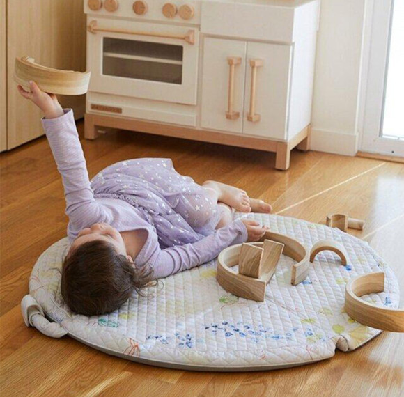 Round Baby and Toddler Foam Mat with Removable Fabric Cover Factory OEM Eco-Friendly Soft Floor Cushion