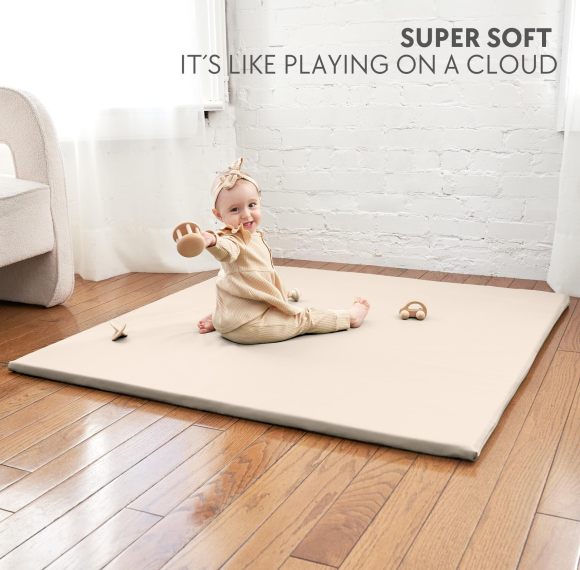 Factory Custom Stylish Padded Baby Play Mat OEM Extra Thick Soft Vegan Leather Floor Pad for Safe and Modern Playroom