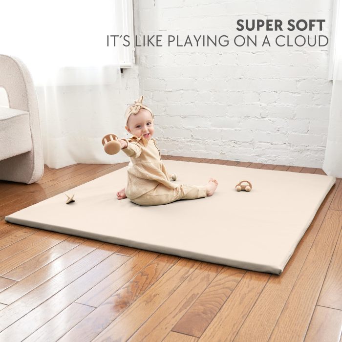 Factory Custom Stylish Padded Baby Play Mat OEM Extra Thick Soft Vegan Leather Floor Pad for Safe and Modern Playroom