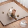 OEM Vegan Leather Baby Play Mat Thick Foam Waterproof Playpen Floor Cushion in Taupe 50x50