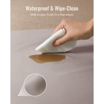 OEM Vegan Leather Kids Play Mat Thick Foam Waterproof Playpen Floor Cushion in Taupe 50x50