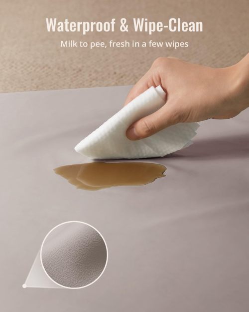 OEM Vegan Leather Kids Play Mat Thick Foam Waterproof Playpen Floor Cushion in Taupe 50x50