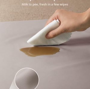 OEM Vegan Leather Kids Play Mat Thick Foam Waterproof Playpen Floor Cushion in Taupe 50x50