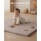 OEM Vegan Leather Kids Play Mat Thick Foam Waterproof Playpen Floor Cushion in Taupe 50x50