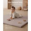 OEM Vegan Leather Baby Play Mat Thick Foam Waterproof Playpen Floor Cushion in Taupe 50x50