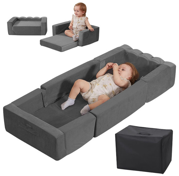 Professionally Designed 3-in-1 Convertible Toddler Travel Bed OEM Portable Floor Sofa Bed with High-Density Foam and Washable Cover