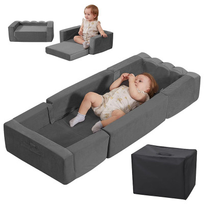3-in-1 Convertible Toddler Travel Beds OEM Portable Floor Sofa Bed with High-Density Foam